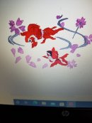 画像: 刺繡、桜に金魚
